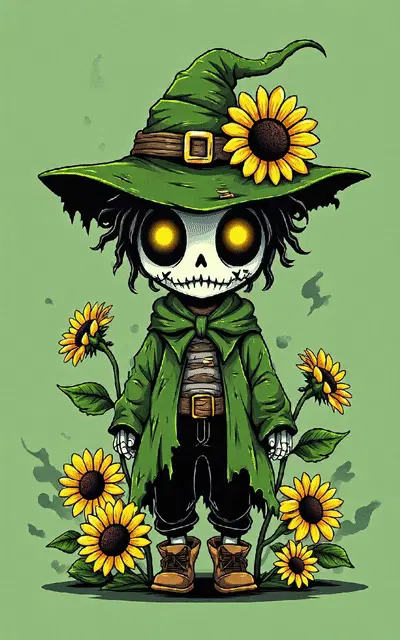 Halloween-themed chibi characters