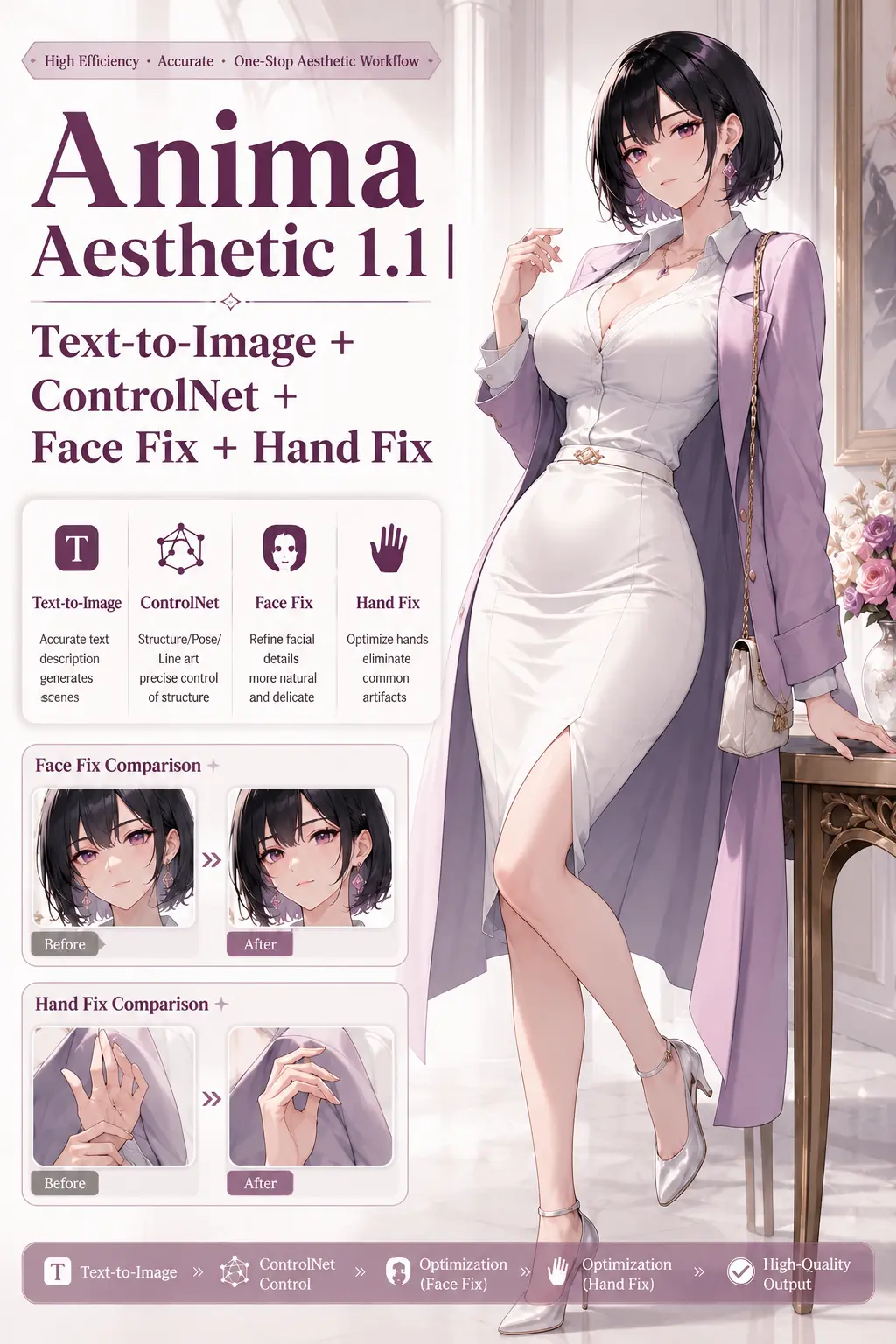 Anima Aesthetic 1.1 | T2I + CN + Face/Hand Fix
