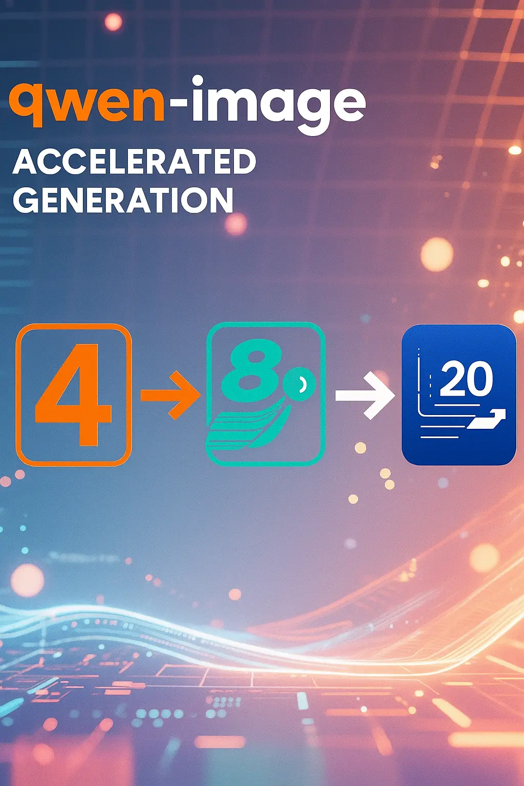 qwen image acceleration raw image 4 steps 8 steps 20 steps comparison workflow
