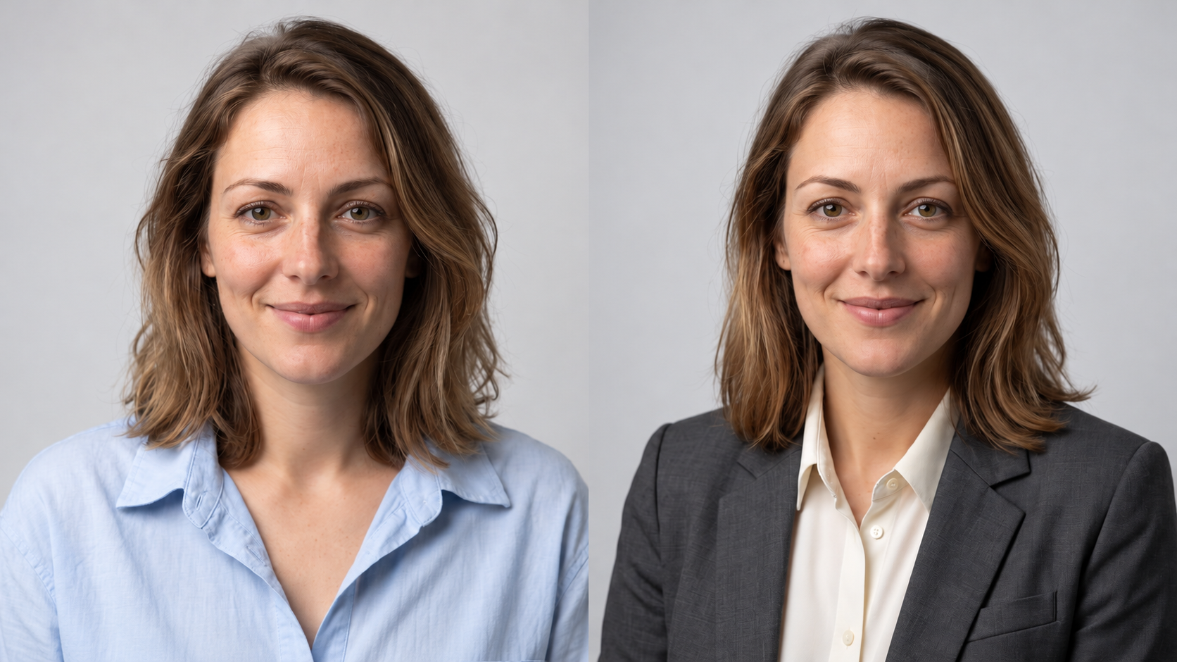 Two professional headshot styles created in RunningHub.