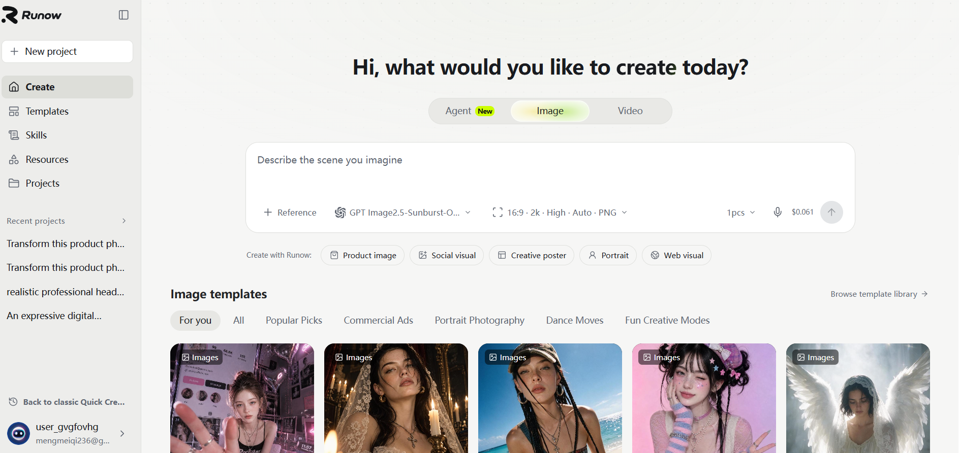 Quick Create page