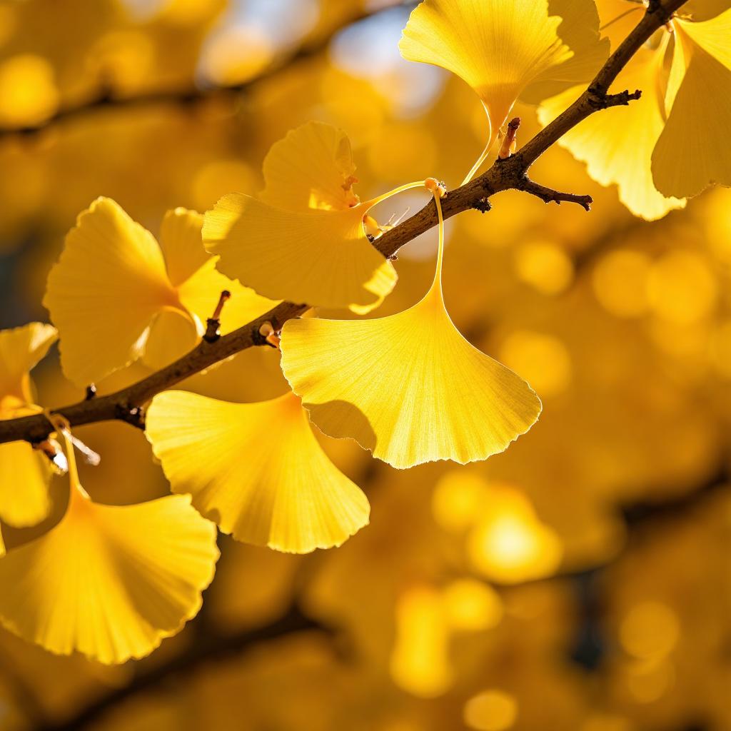 Golden ginkgo leaves