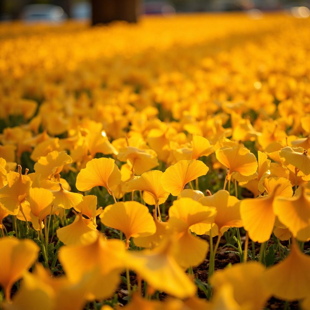 Golden ginkgo leaves