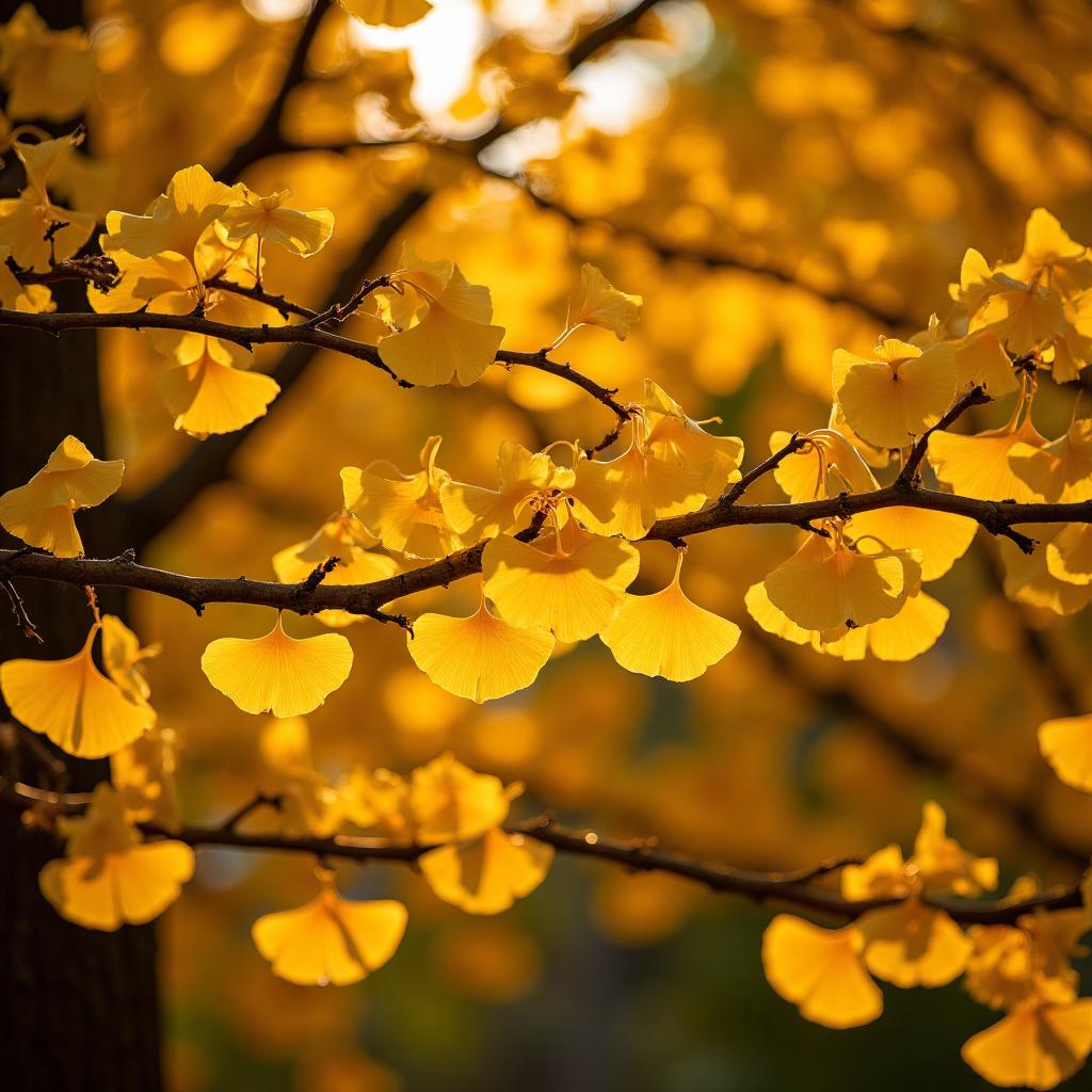 Golden ginkgo leaves