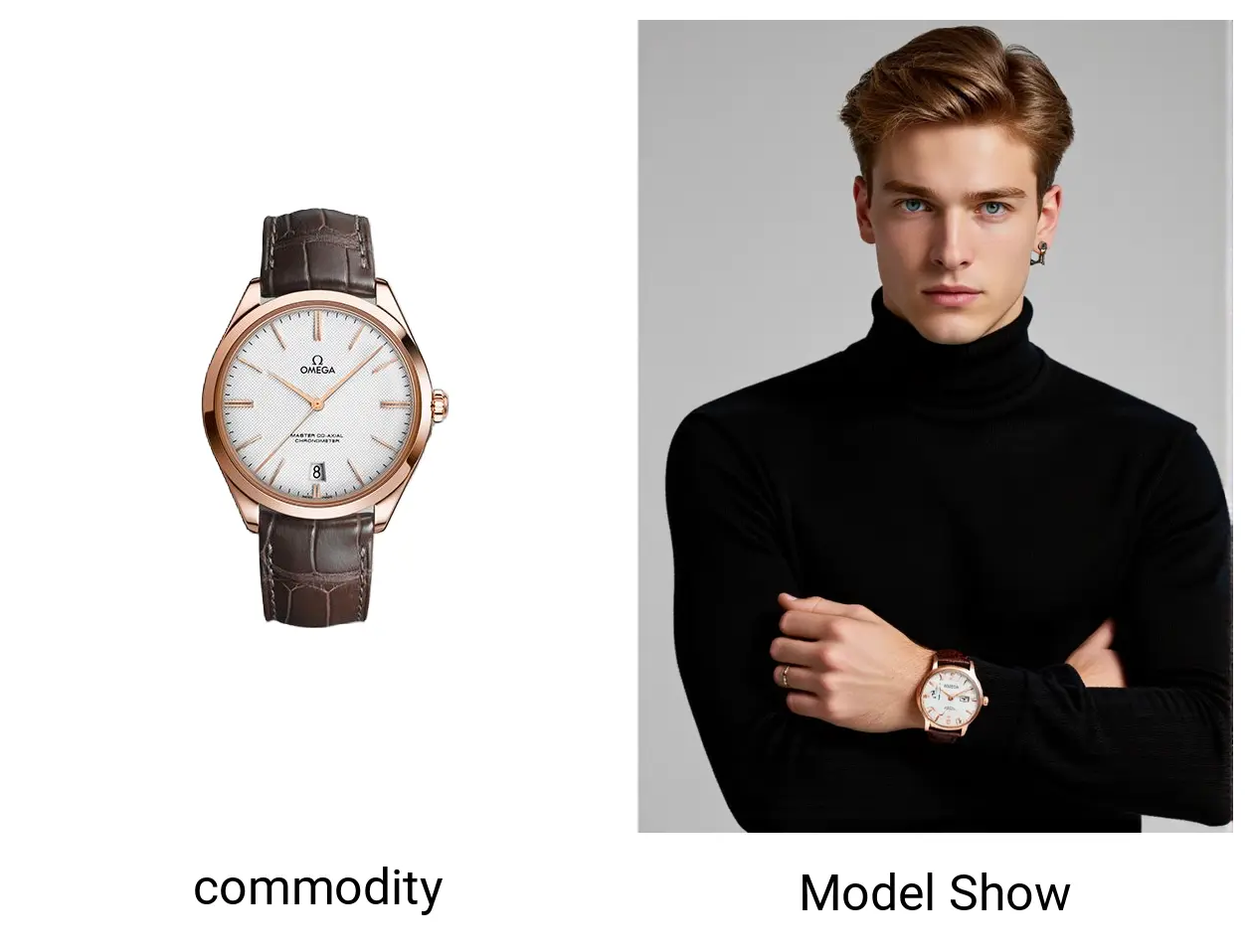 Accessories and watches to male and female model displays