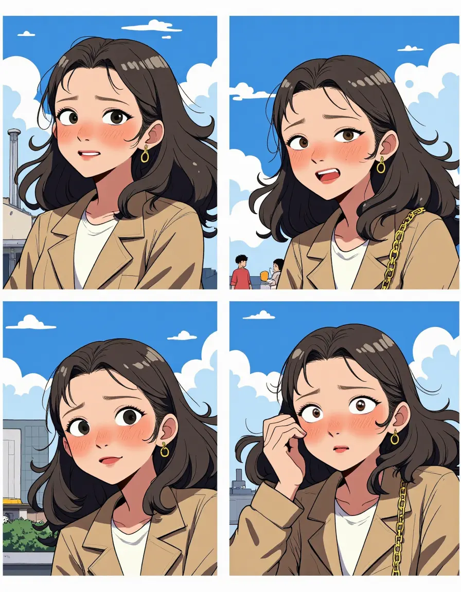 Cartoon cute four-panel comic