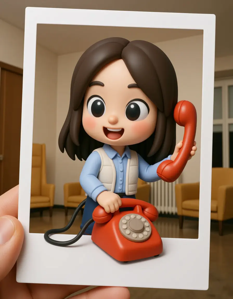 Polaroid photo cartoon character