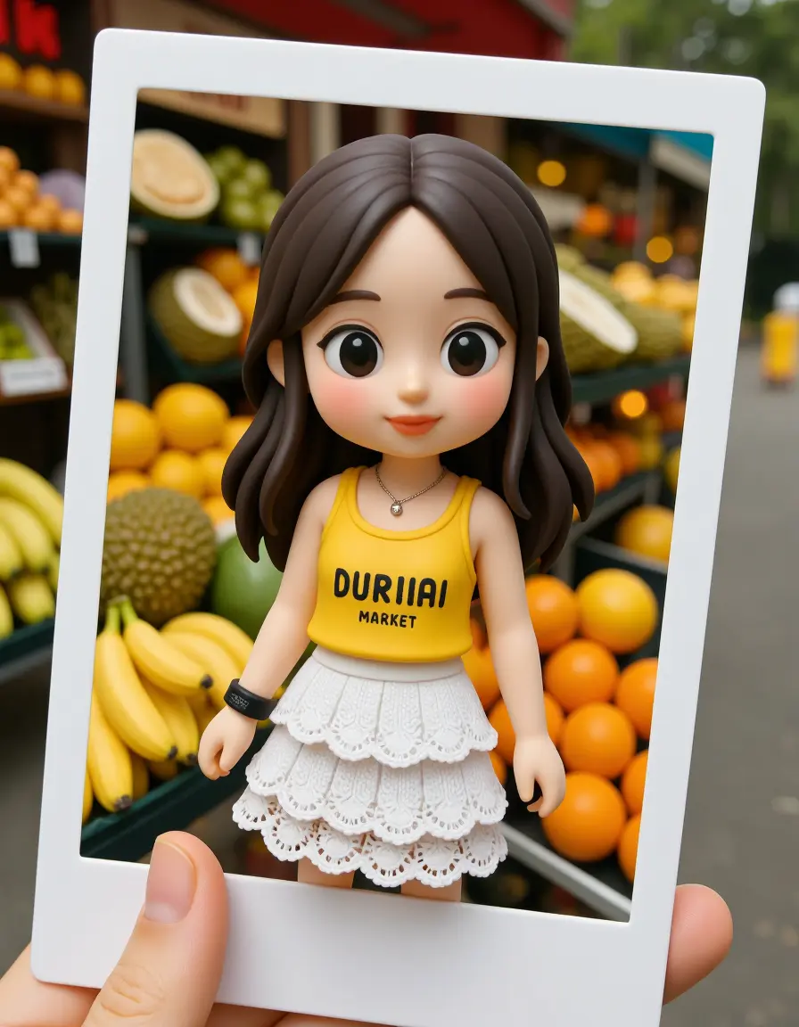 Polaroid photo cartoon character