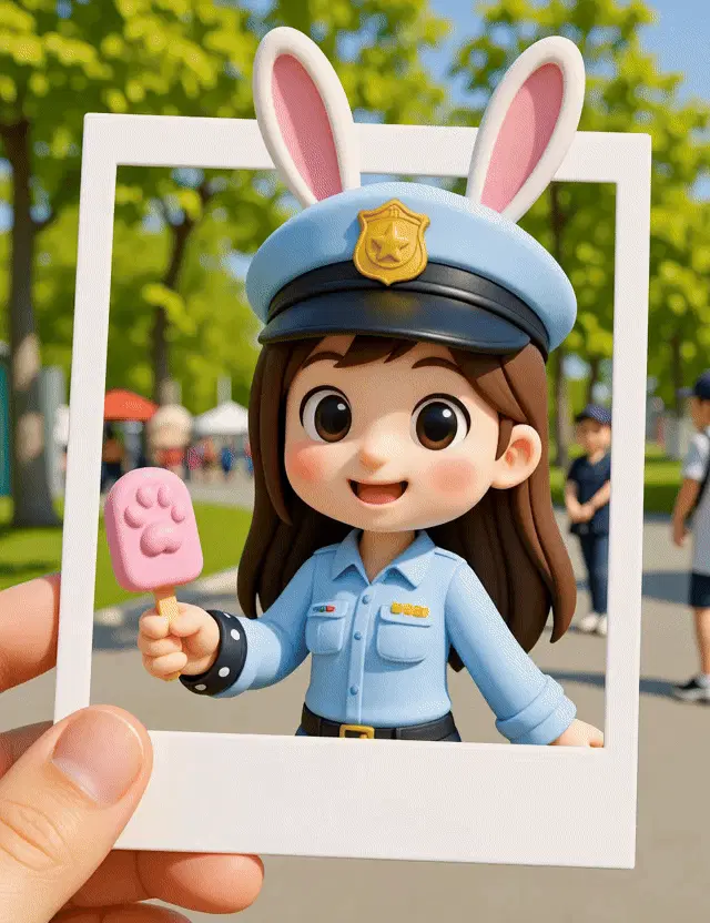 Polaroid photo cartoon character