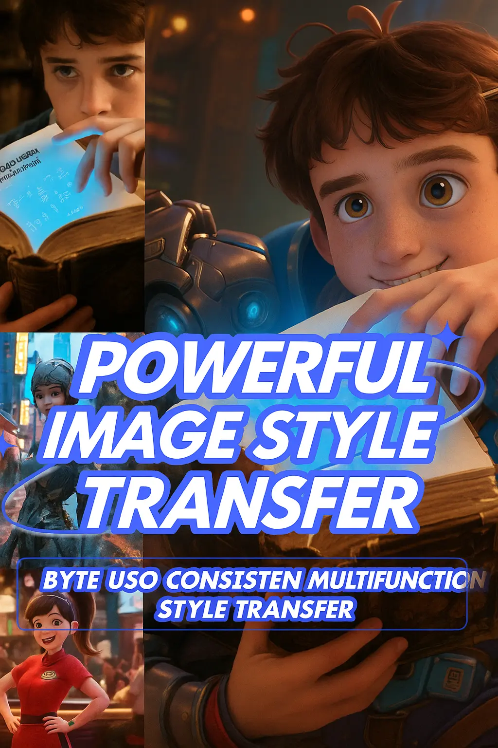The strongest image consistency style transfer drawing (Byte USO dual style image reference prompt word style) all-in-one