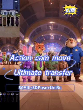 SCAIL SDPose Uni3C Action, Camera Movement Strongest Transfer, Single Person, Multi-Person, Non-Human