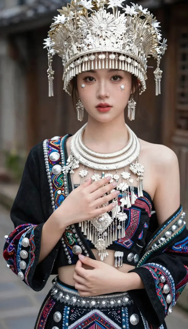 Model supporting workflow minority ethnic costumes