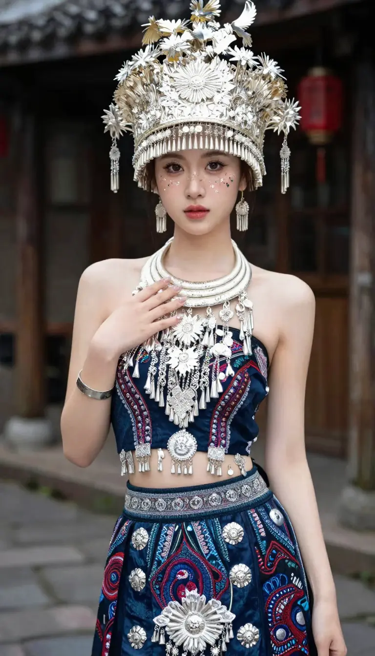 Model supporting workflow minority ethnic costumes