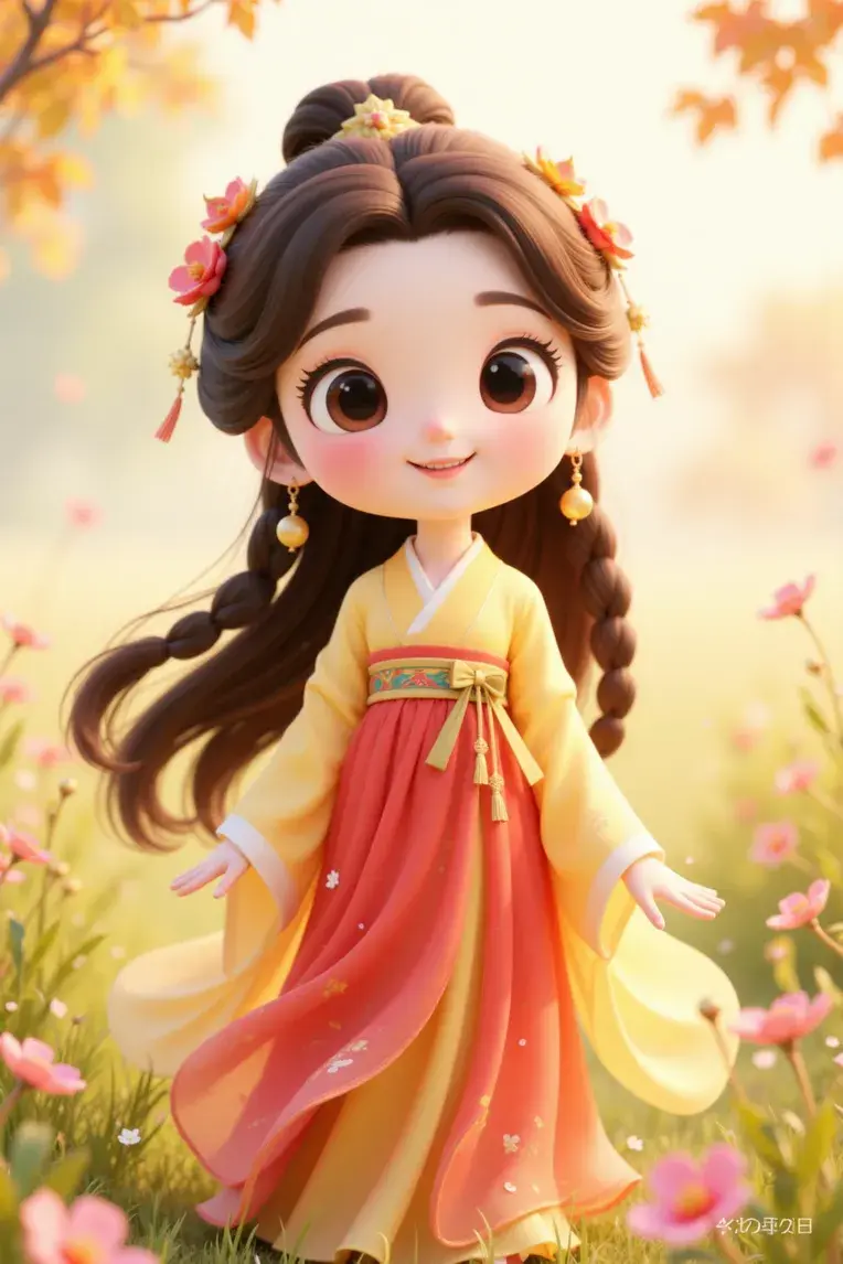 3D stereo cartoon style characters Ancient style and aesthetic