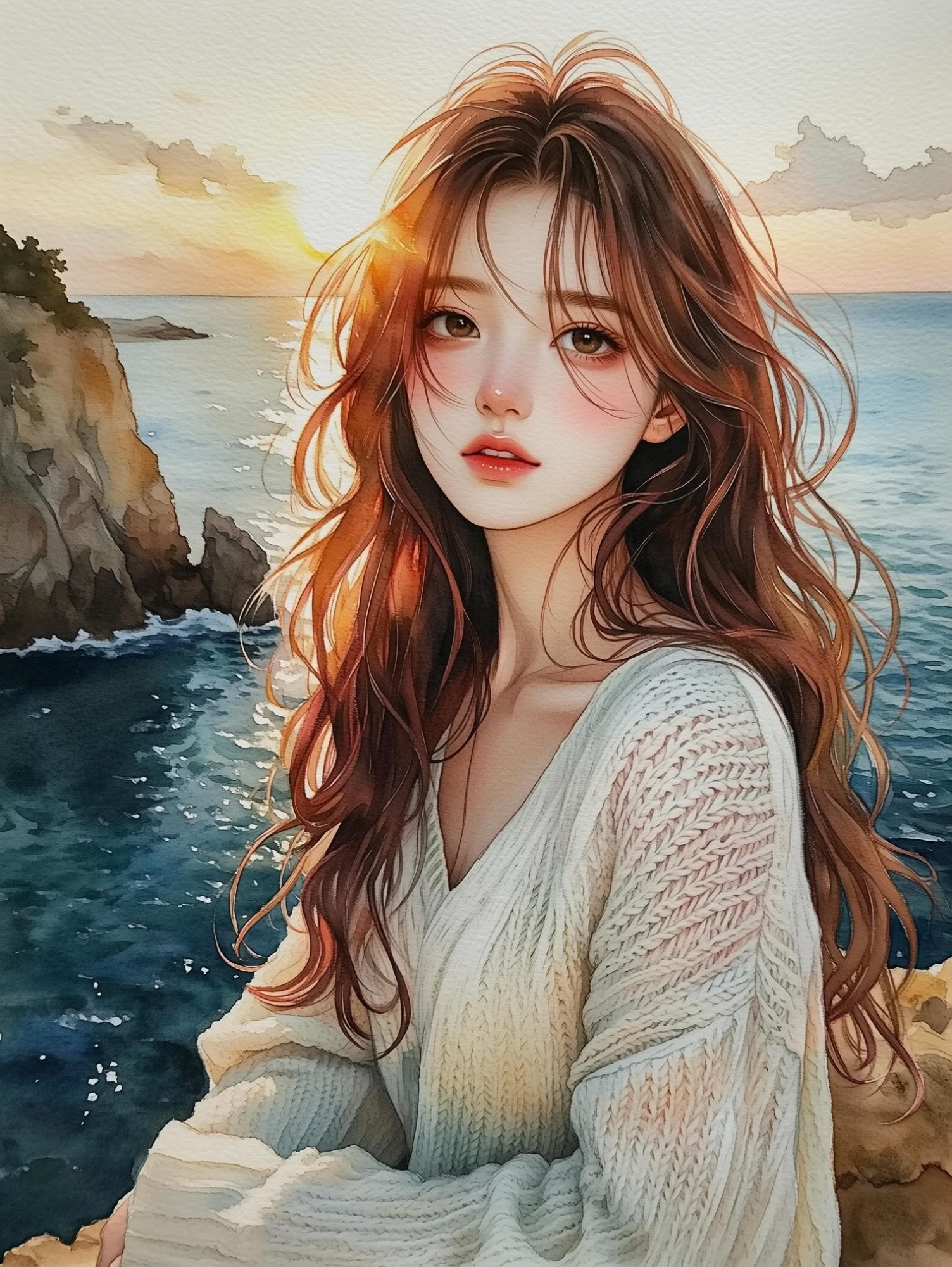 Watercolor Texture - Atmospheric Girl Illustration LoRA