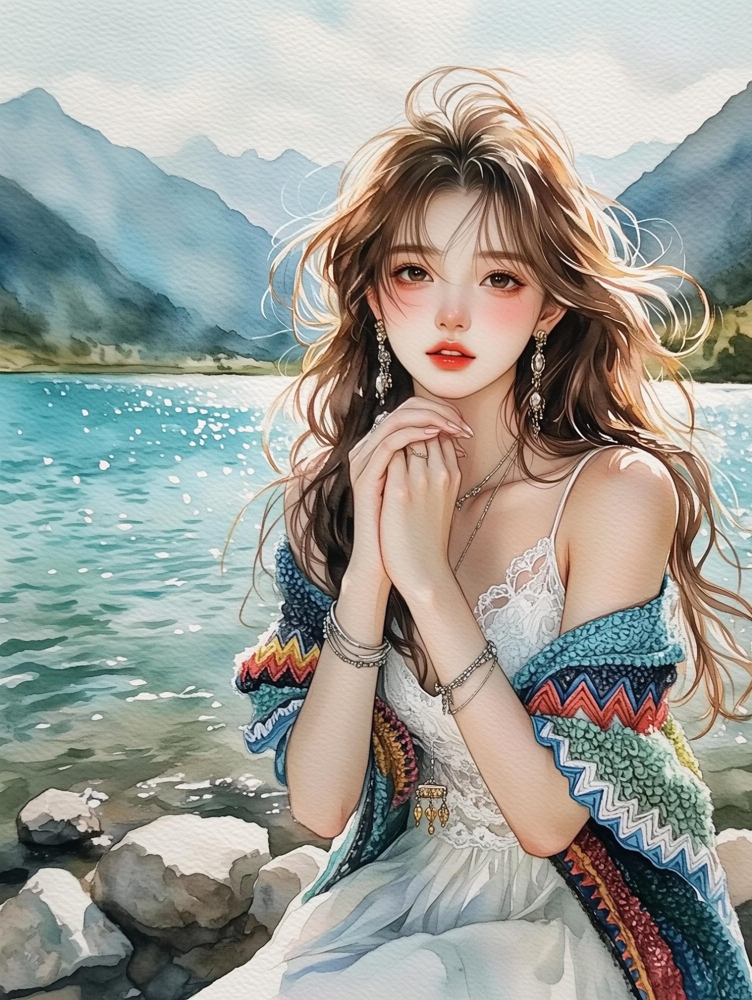 Watercolor Texture - Atmospheric Girl Illustration LoRA