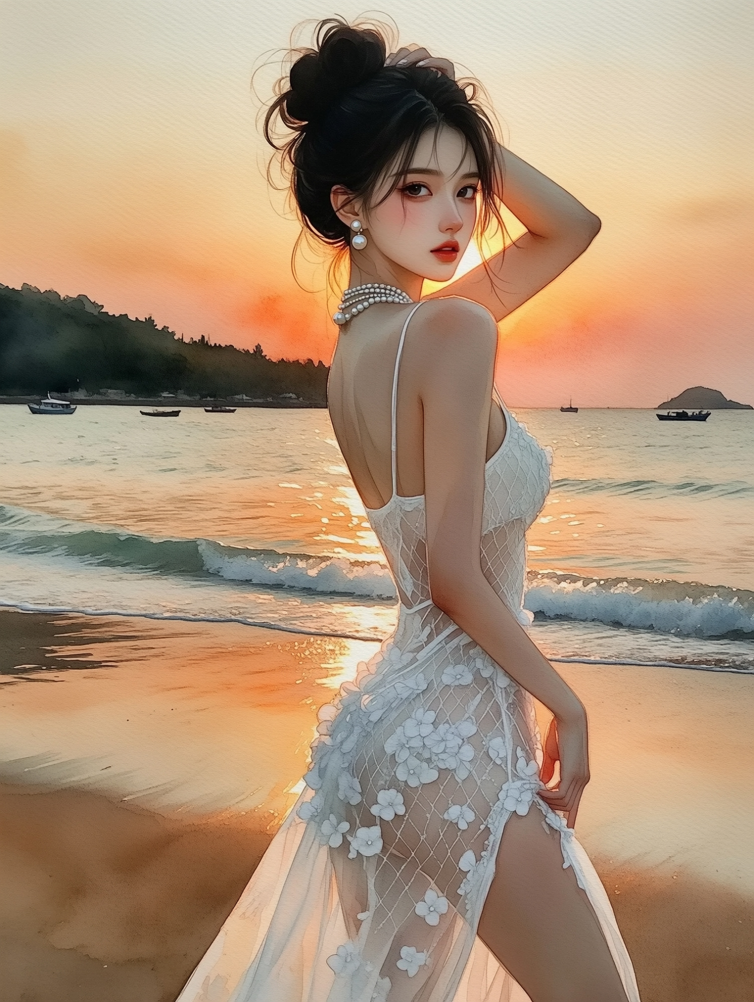 Watercolor Texture - Atmospheric Girl Illustration LoRA