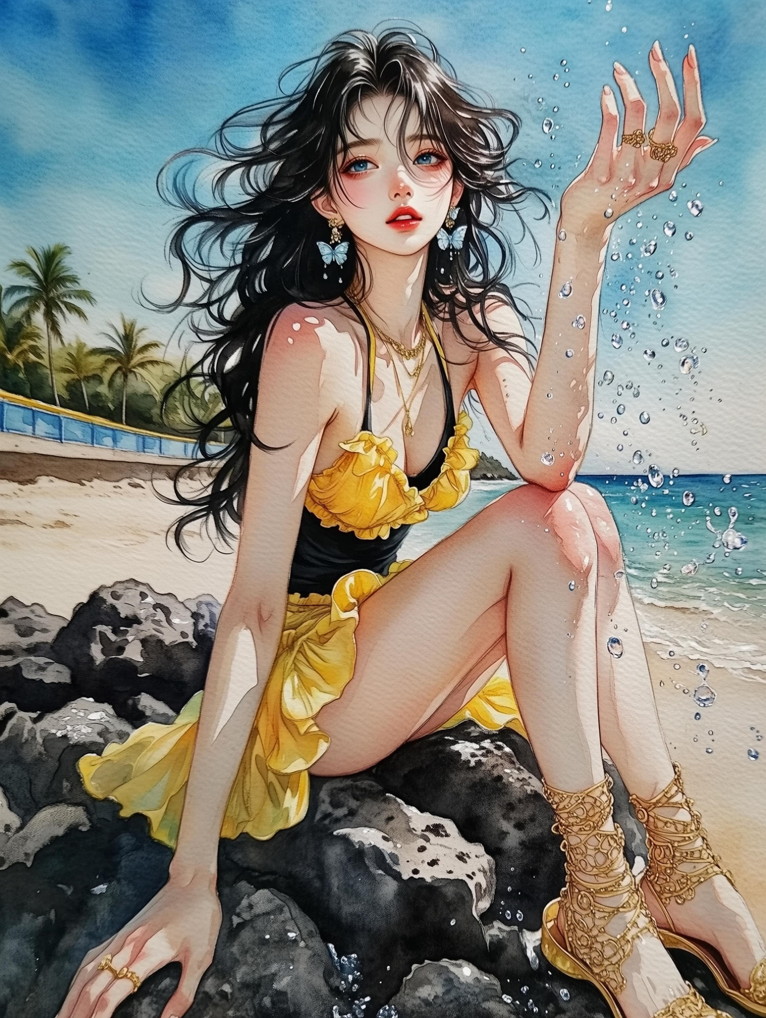 Watercolor Texture - Atmospheric Girl Illustration LoRA