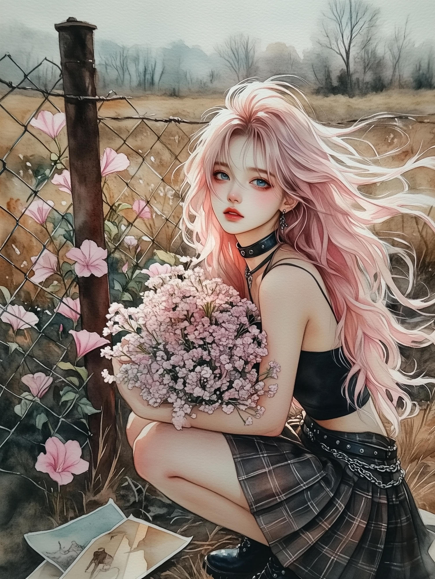 Watercolor Texture - Atmospheric Girl Illustration LoRA