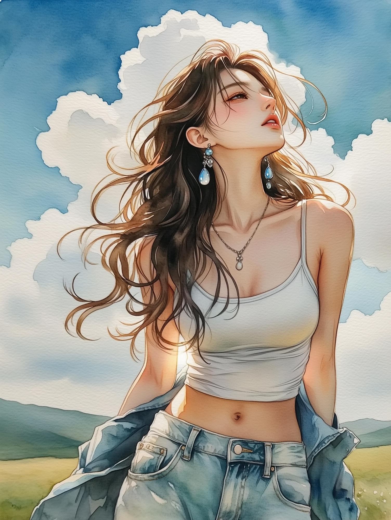 Watercolor Texture - Atmospheric Girl Illustration LoRA