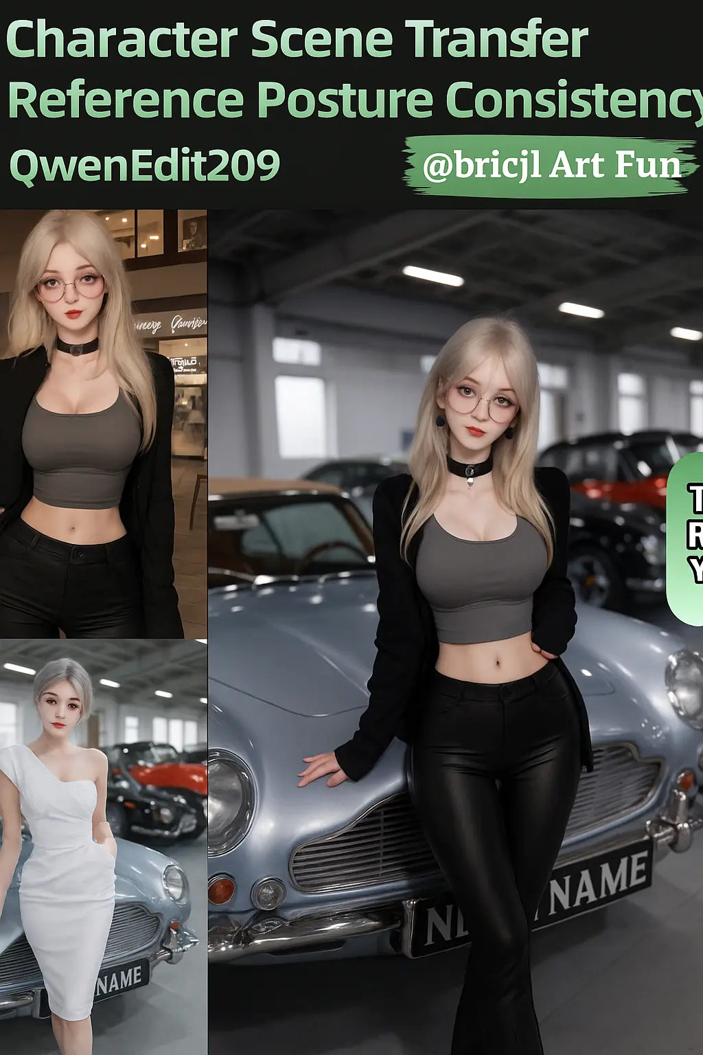 Character scene transfer maintains consistency with the reference pose