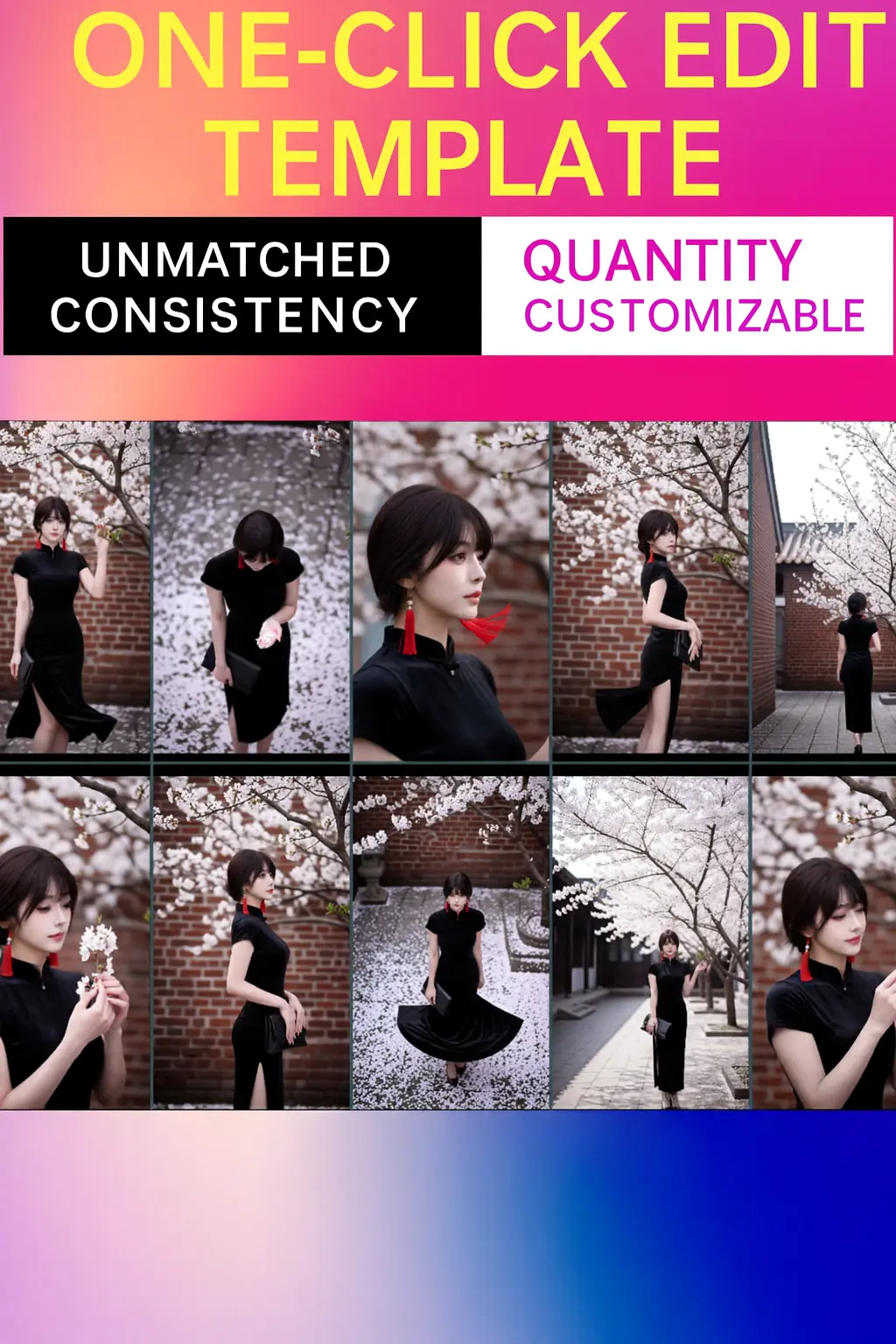 One-click model photo set v3.5 Multi-action Multi-angle Multi-scene Optimized version Consistent character multi-view
