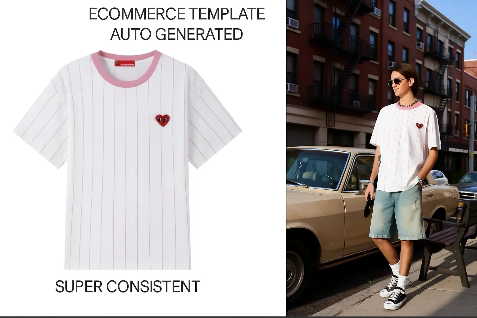 E-commerce clothing shoes super strong consistency automatically generate models