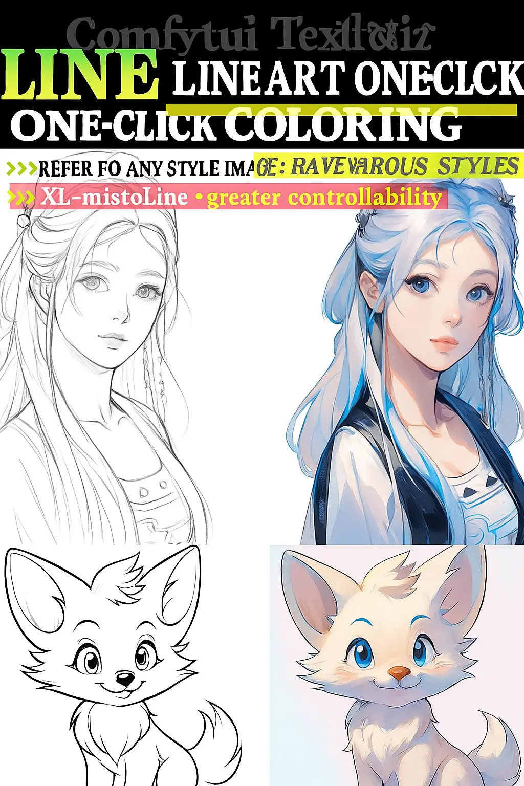 Line Drawing Reference R Mode XL Line Art Coloring (Style Reference Version) - RunningHub ComfyUI ...