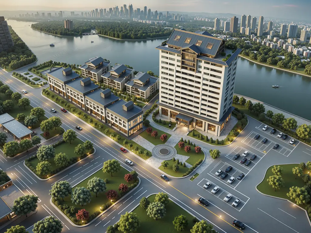 One-click outdoor rendering (perspective bird's-eye view general)