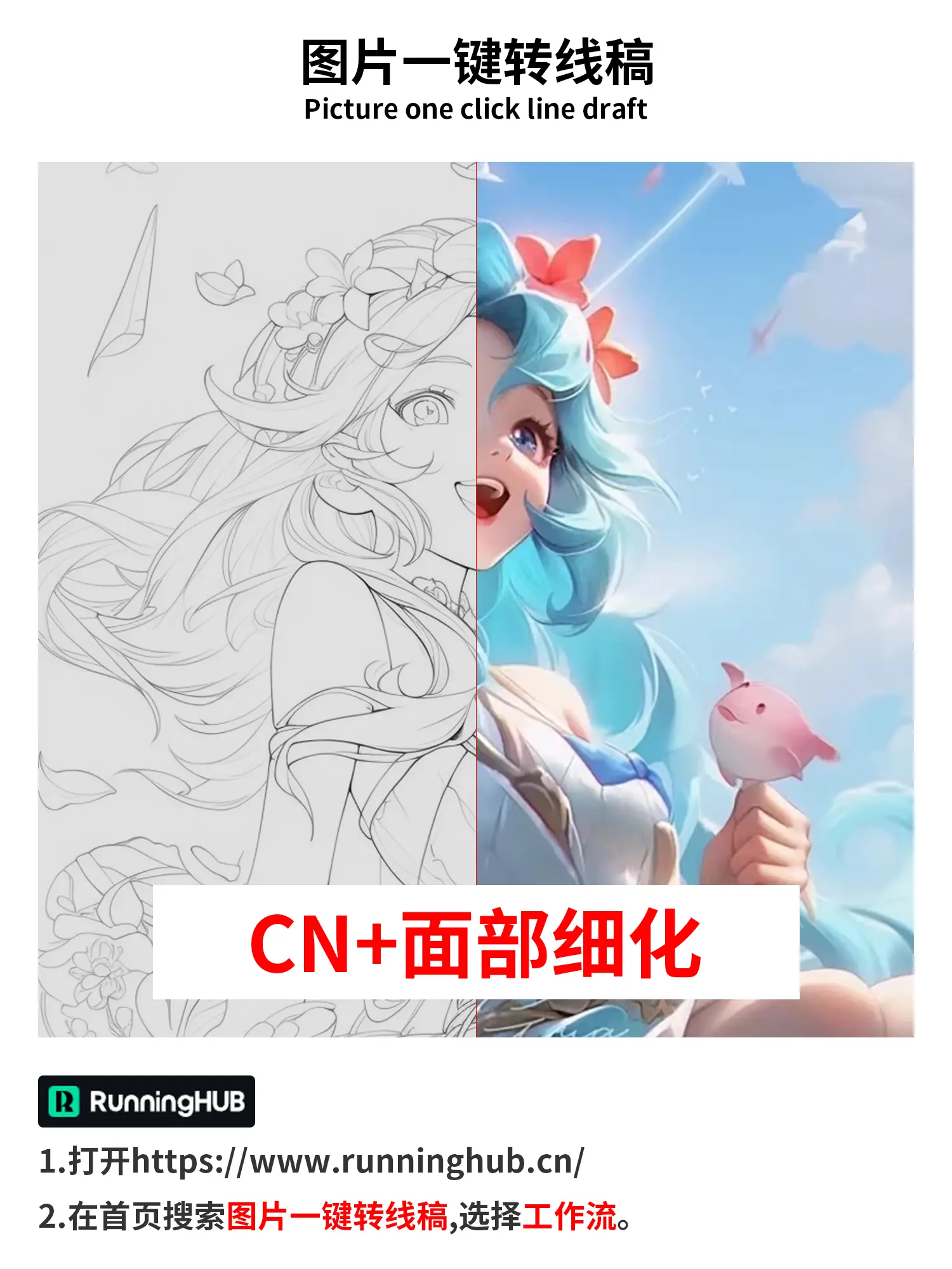One-click convert picture to line draft