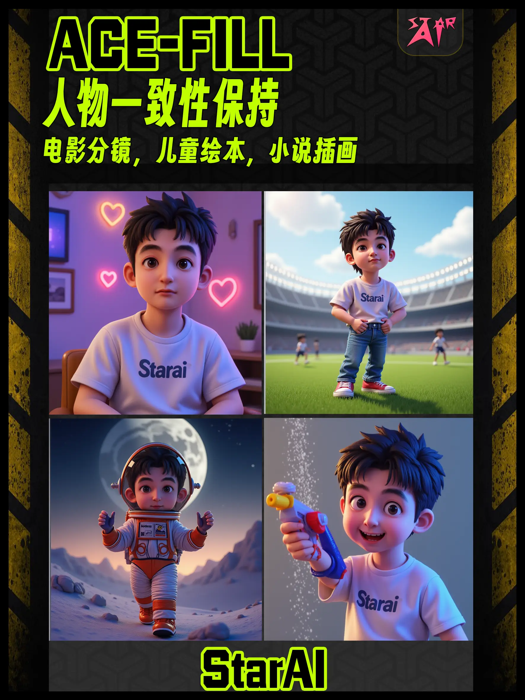 ACE Role Consistency Maintained Storyboard for Movies, Children's Picture Books, Novel Illustrations