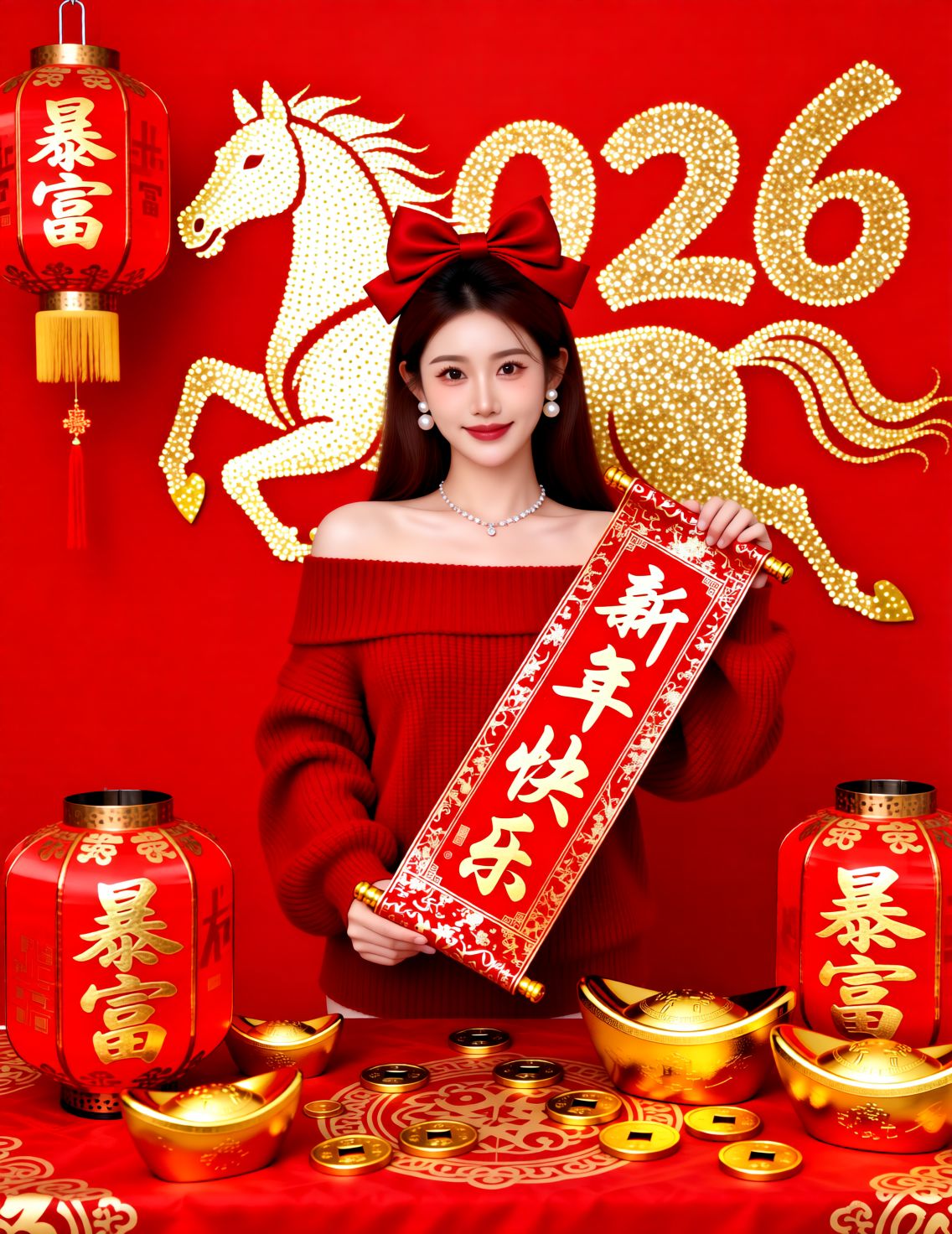 Qwen New Year Spring Festival Beauty Photography Portrait