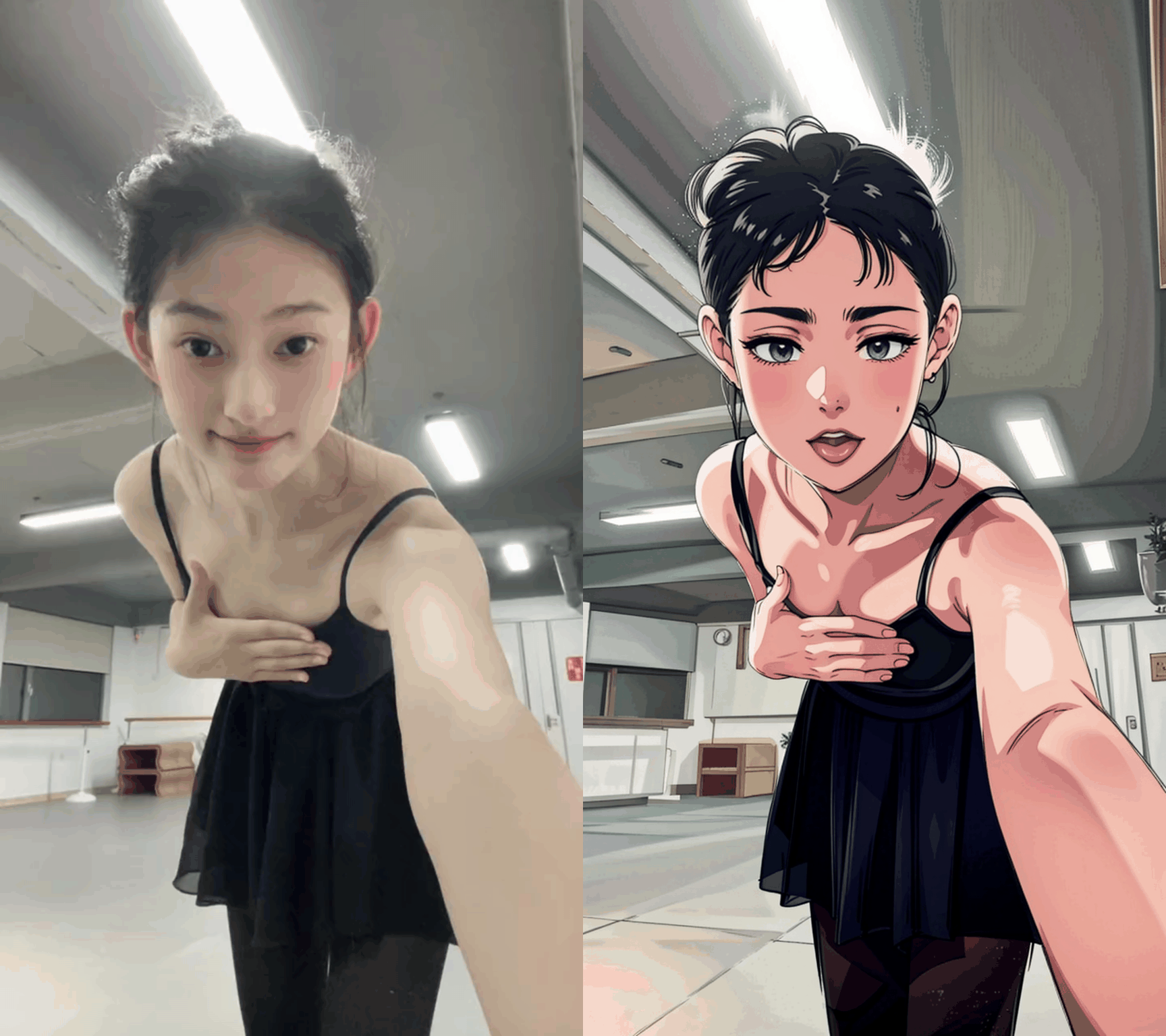 Video to illustration, real person to anime style