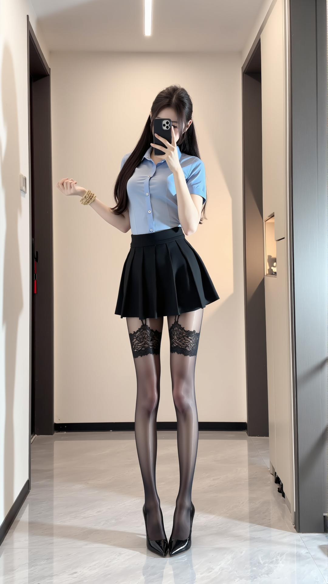FLUX series, no face series, selfie, silk stockings