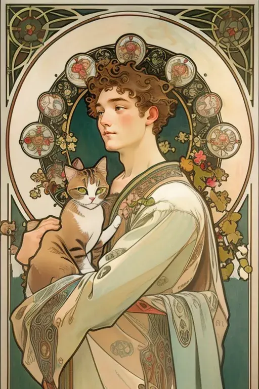 Mucha illustration style