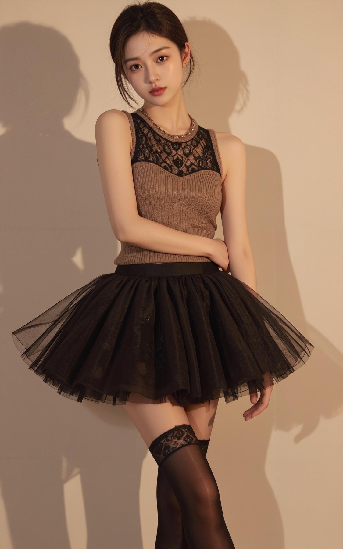 Tutu's HiSilk FLUX (8D black aurora shiny black silk stockings with lace)