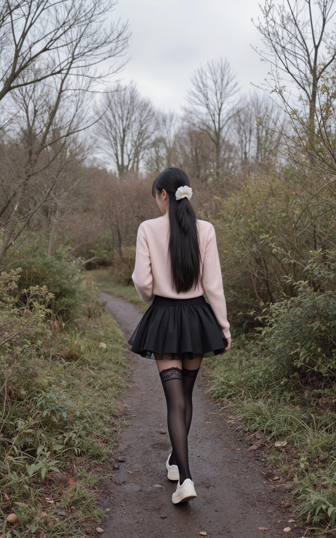 Tutu's HiSilk FLUX (8D black aurora shiny black silk stockings with lace)