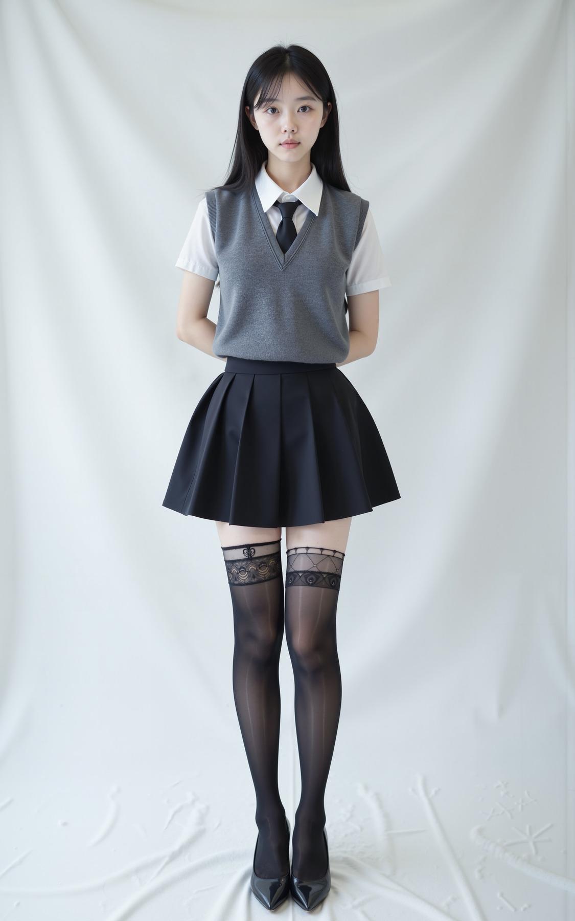 Tutu's HiSilk FLUX (8D black aurora shiny black silk stockings with lace)