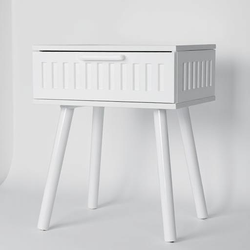 107.21.0240 Shelf. Bedside table. Modern grille floor-standing. White. Melamine board MDF wrapped legs