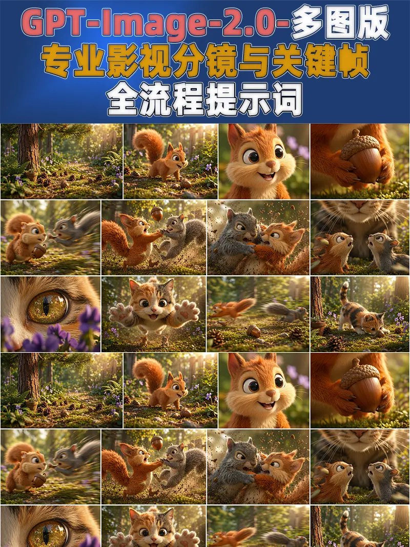 GP T2.0 One-Click Generation of Professional Film Storyboards and Key Frame Full Process Prompts Multi-Image Version
