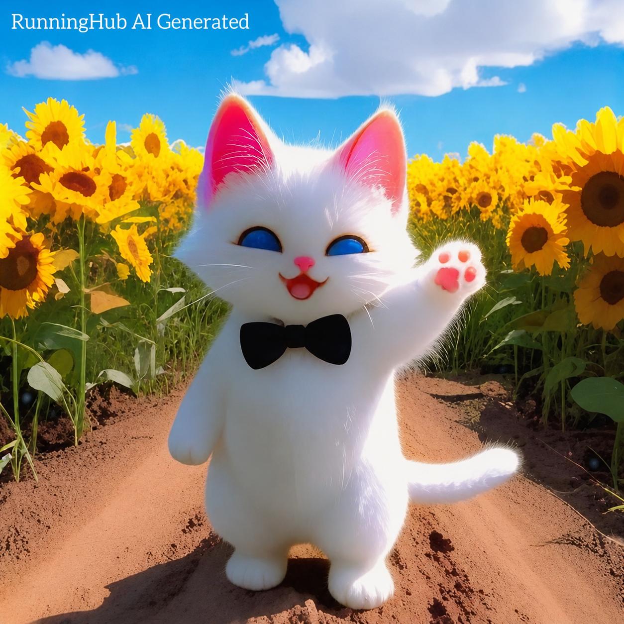 Cartoon white kitten workflow