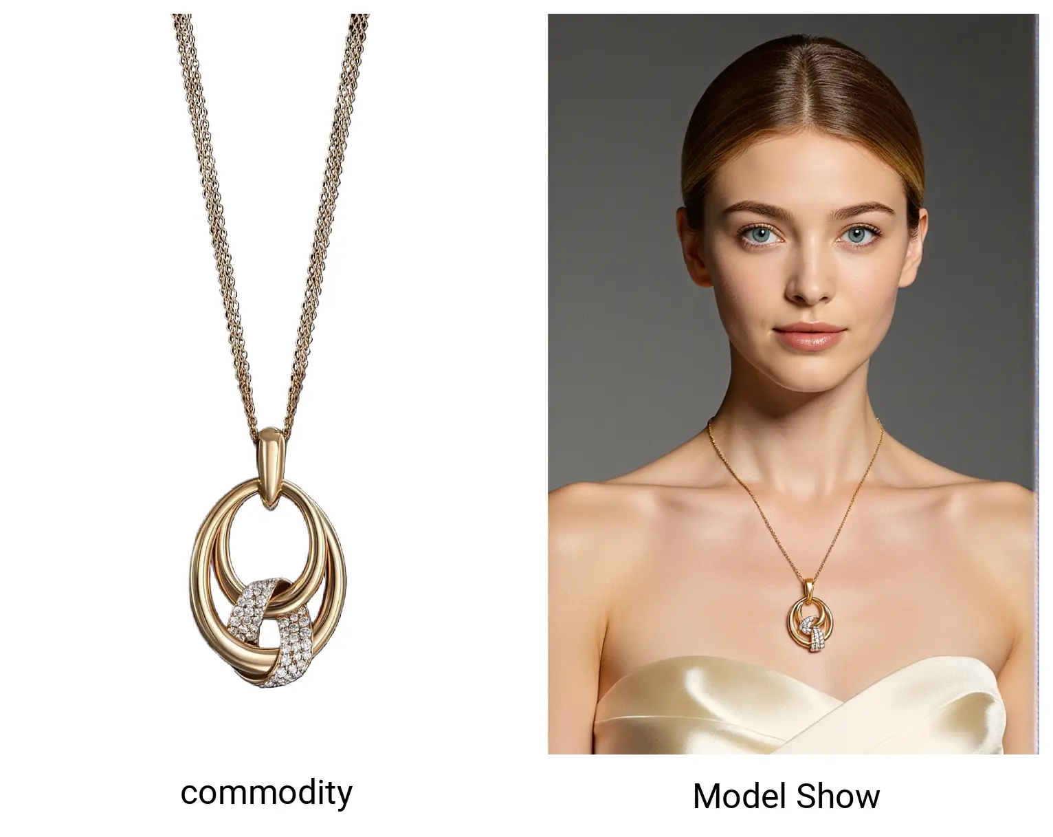 Accessories necklace to AI model display
