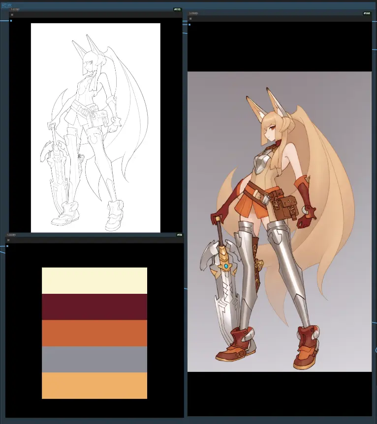 Line art coloring