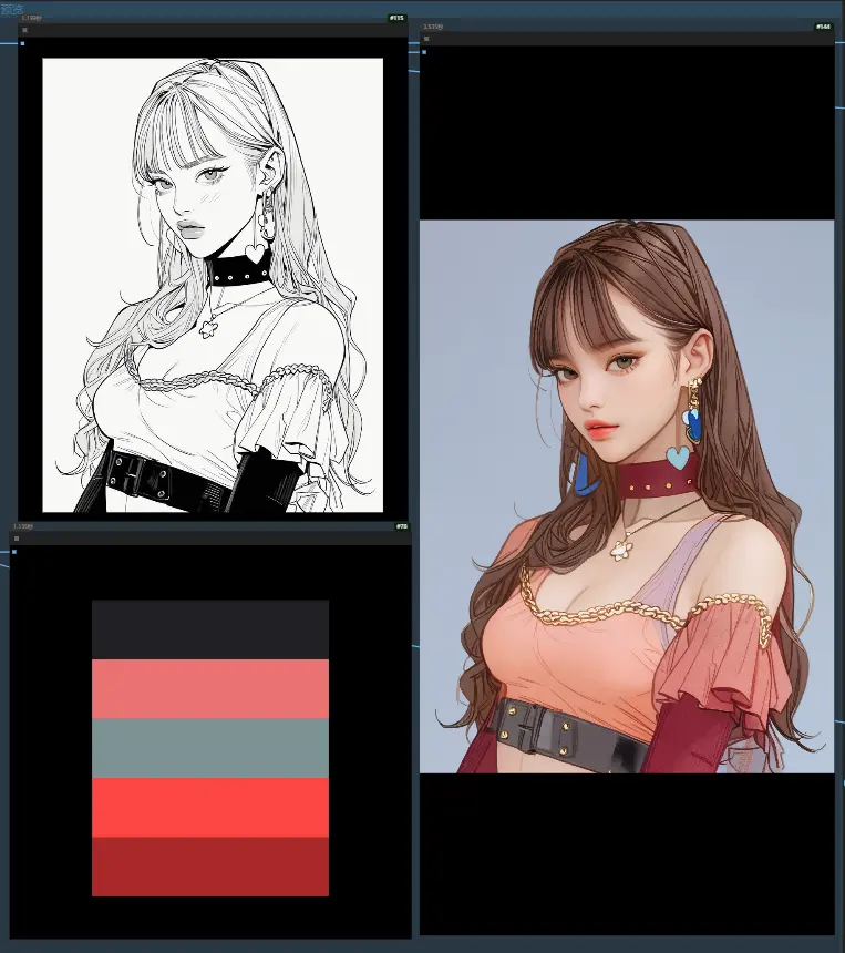 Line art coloring