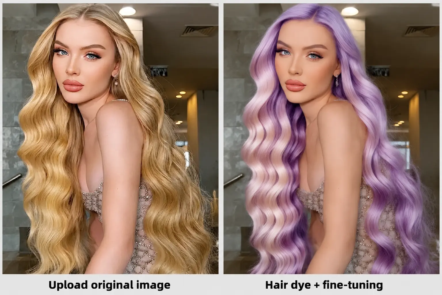 Hair dyeing + photo retouching