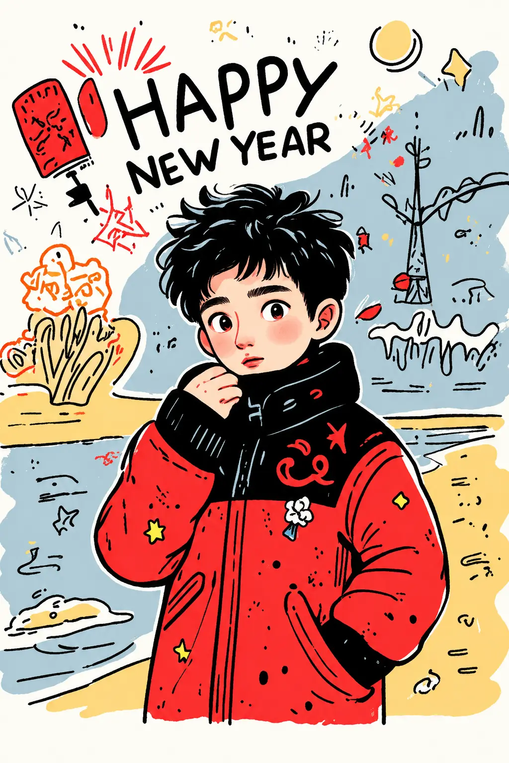 New Year hand-painted graffiti