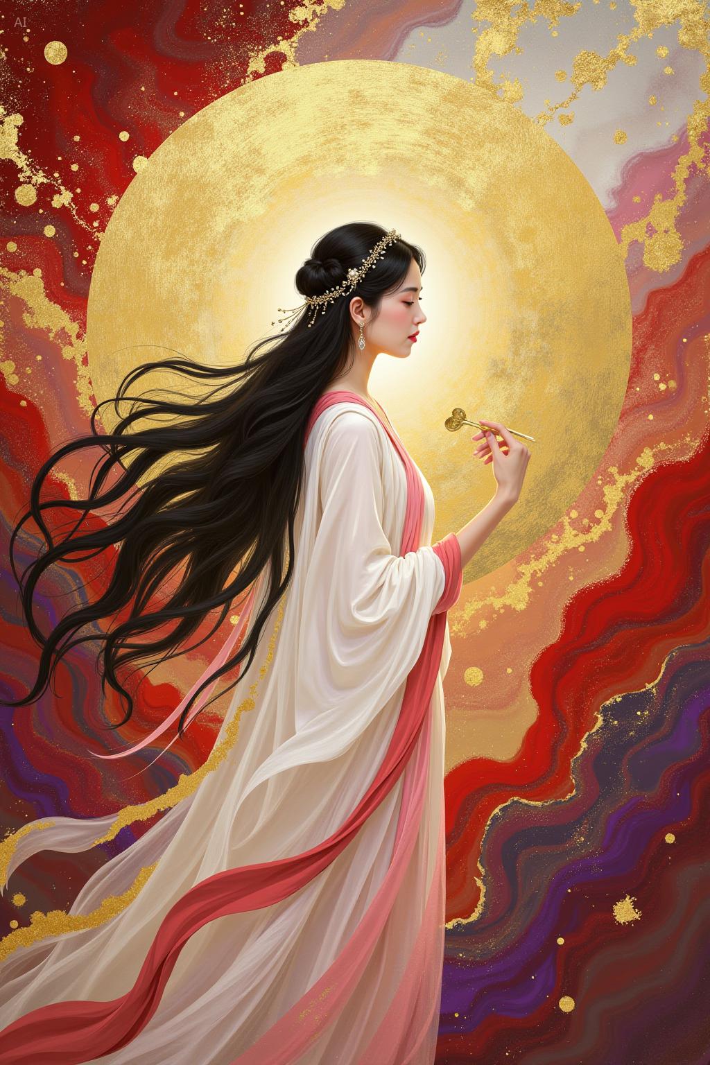 Chinese aesthetic ink and gold