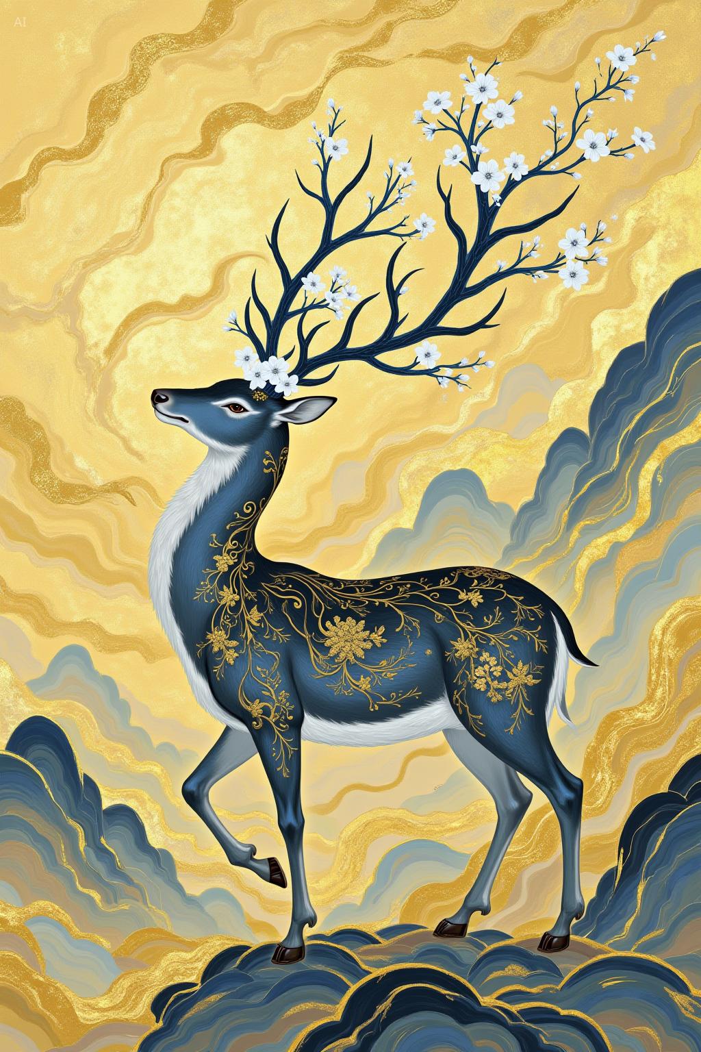 Chinese aesthetic ink and gold