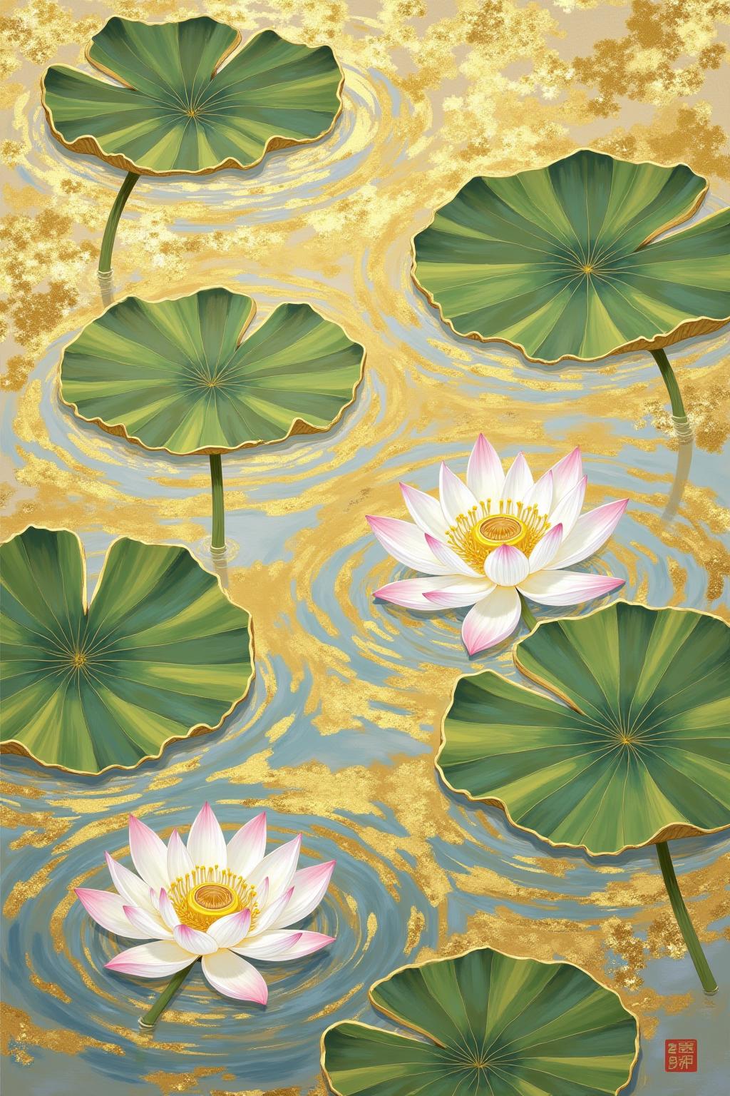 Chinese aesthetic ink and gold
