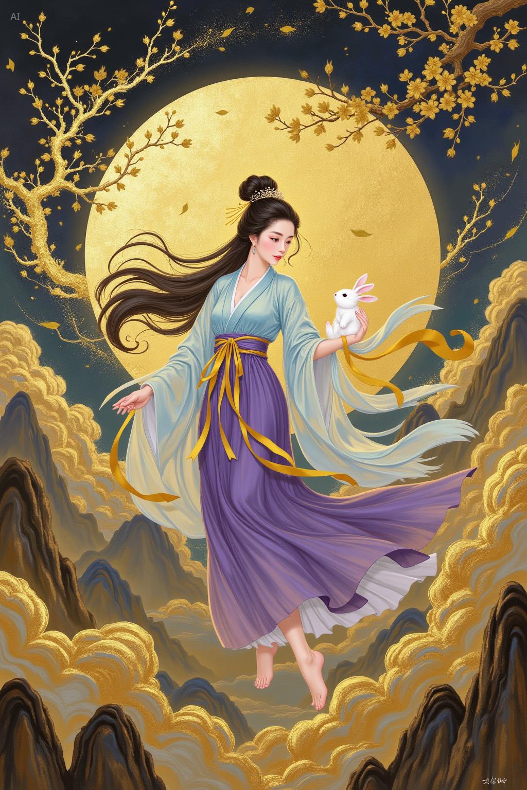 Chinese aesthetic ink and gold
